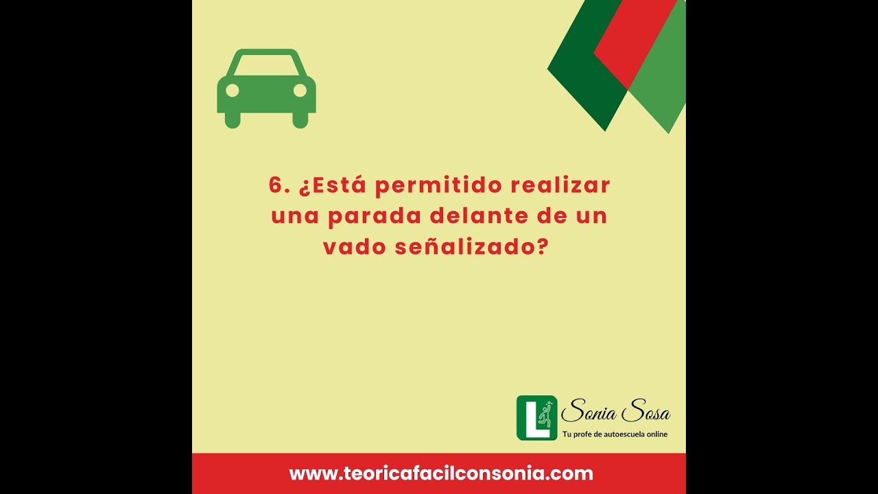 está permitido realizar una parada delante de un vado señalizado