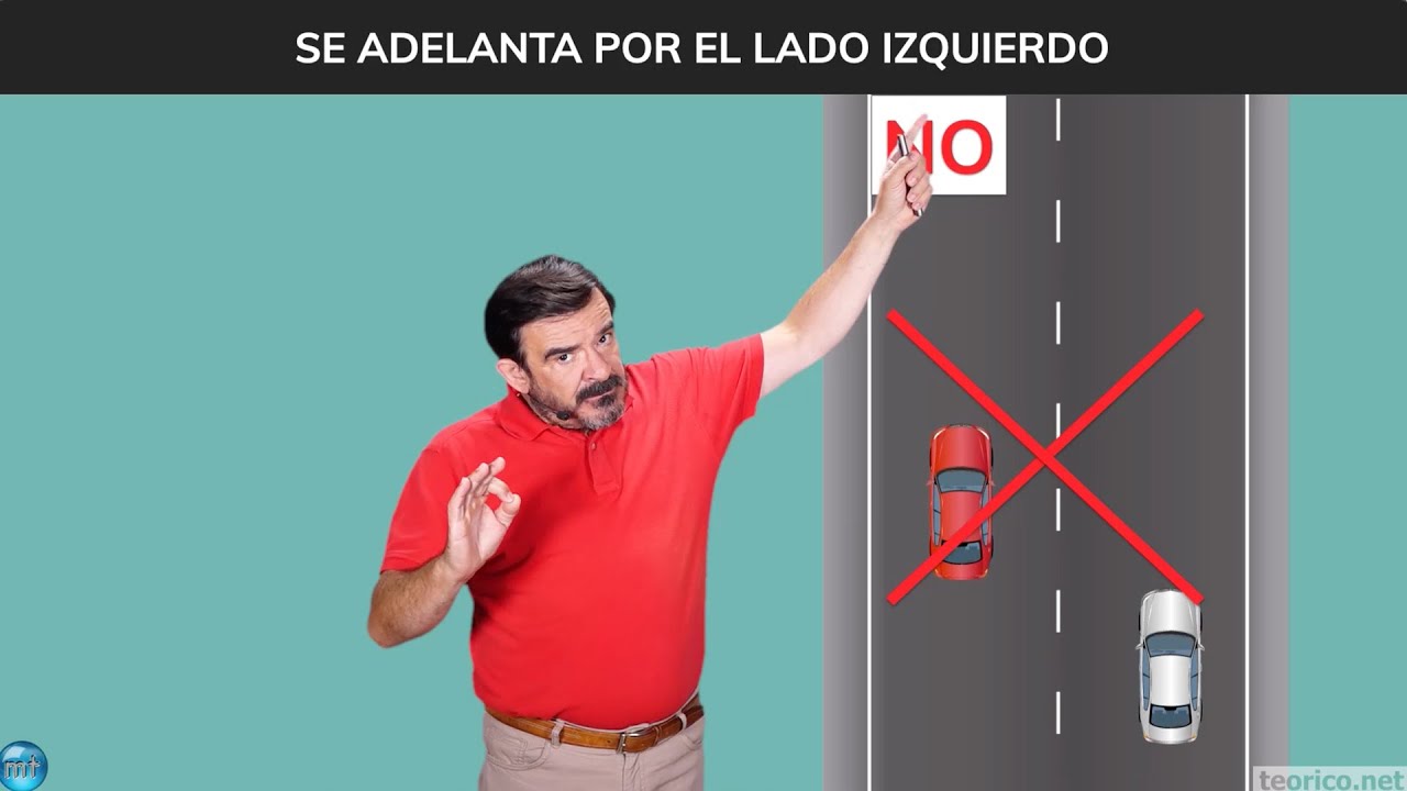 el conductor del vehiculo verde puede adelantar por la derecha
